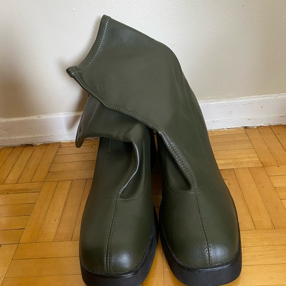 Call It Spring Jade Green Leather High heel Boots - Picture 6 of 6